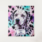 Tenture Chien Dalmatien Rose Violet Turquoise Anniversaire (Devant)