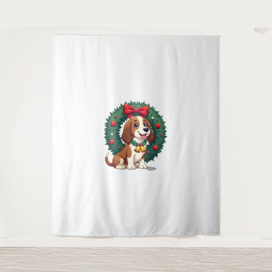 Tenture Chien de Basset Hound Jingle Bells (Devant)