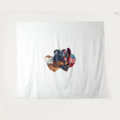 Tenture Chien de boîte portant blanc rouge bleu (Devant (Horizontal))