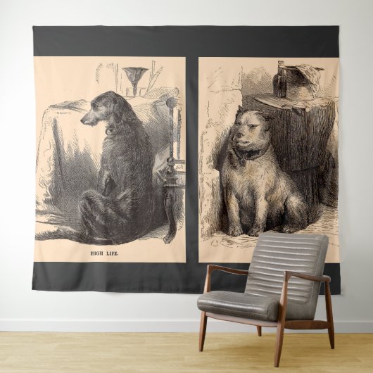 Tenture chien de haute vie, chien de basse vie (En situation (horizontale))