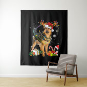 Tenture Chien de Noël berger (En situation)