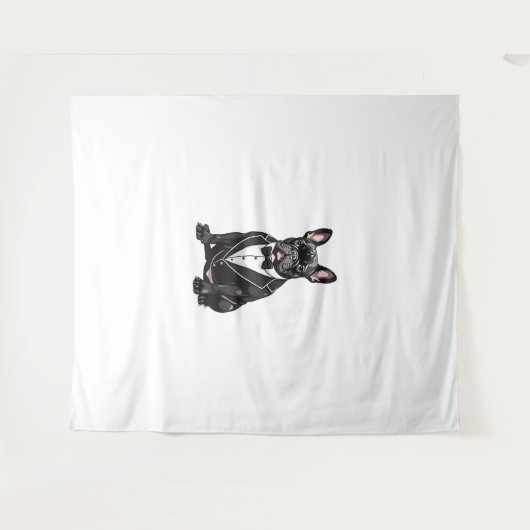 Tenture Chien de taureaux français à Tuxedo (Devant (Horizontal))