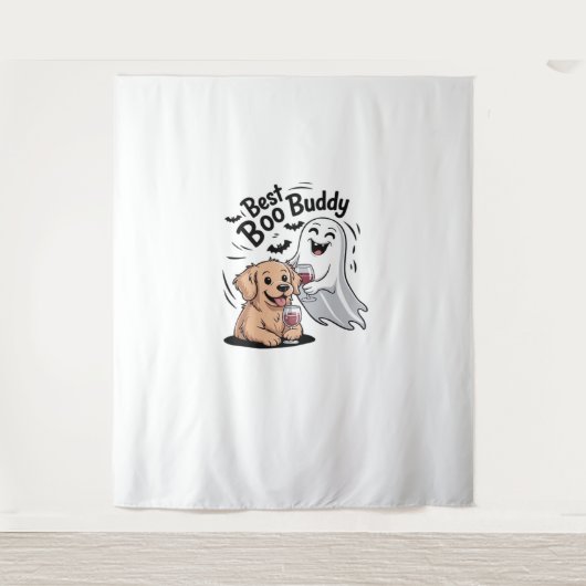 Tenture Chien et fantôme buvant du vin. T-shirt classique (Devant)