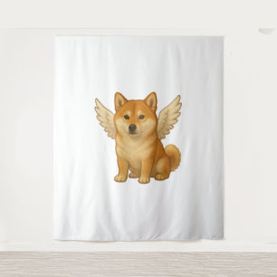Tenture Chien heureux de dessin animé ange Shiba Inu migno