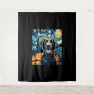 Tenture Chien Labrador noir mignon Halloween Jack O Lanter