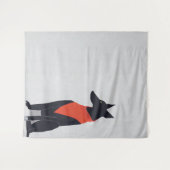 Tenture Chien noir Abstrait avec Bandana Rouge Art (Devant (Horizontal))
