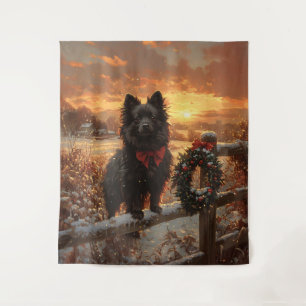 Tenture Chien Schipperke Coucher de soleil hivernal rustiq