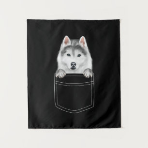Tenture Chien Sibérien Husky À Poche  Drôle cadeau de l'am