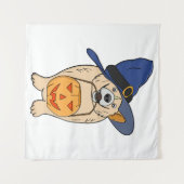 Tenture Chien Sorcière Citrouille (Devant (Horizontal))