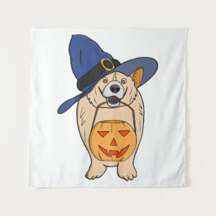 Tenture Chien Sorcière Citrouille