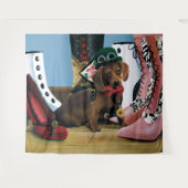 Tenture Chien teckel steampunk Bottes victoriennes (Devant (Horizontal))