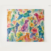 Tenture Chiens Aquarelle Tropicaux (Devant (Horizontal))