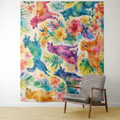 Tenture Chiens Aquarelle Tropicaux (En situation)