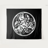 Tenture Chiens blancs à poils celtiques sur Noir (Devant (Horizontal))