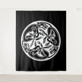 Tenture Chiens blancs à poils celtiques sur Noir (Devant)