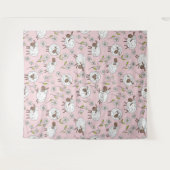 Tenture Chiens de comptage sur coton bonbon rose (Devant (Horizontal))