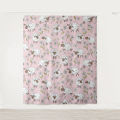 Tenture Chiens de comptage sur coton bonbon rose (Devant)