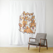 Tenture Chiens de Corgi heureux (En situation)