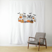 Tenture Chiens en costumes fantômes Halloween T-shirt clas (En situation)