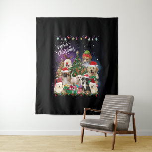 Tenture Chiens Joyeux Noël Lumière