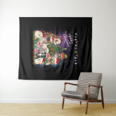 Tenture Chiens Joyeux Noël Lumière (En situation (horizontale))