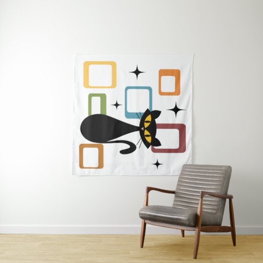 Tenture Chiffre noir du milieu du siècle (En situation (horizontale))