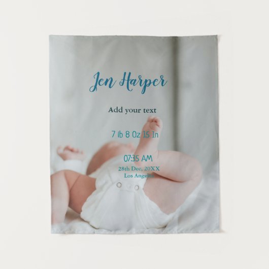 Tenture Chiffres de naissance bébé ajouter nom lieu date d (Devant)