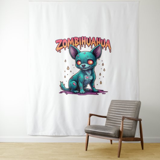 Tenture Chihuahua Chi Chichi Chiwawa Zombie Chien Hallowee (En situation)