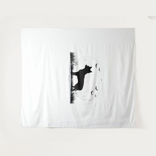Tenture Chihuahua Chien - Halloween Moon Silhouette Classi (Devant (Horizontal))