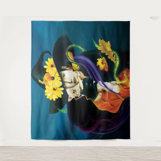 Tenture Chihuahua Chien sorcière Halloween (Devant)