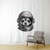 Tenture Chihuahua, chien spatial soviétique rétro voyageur (En situation)
