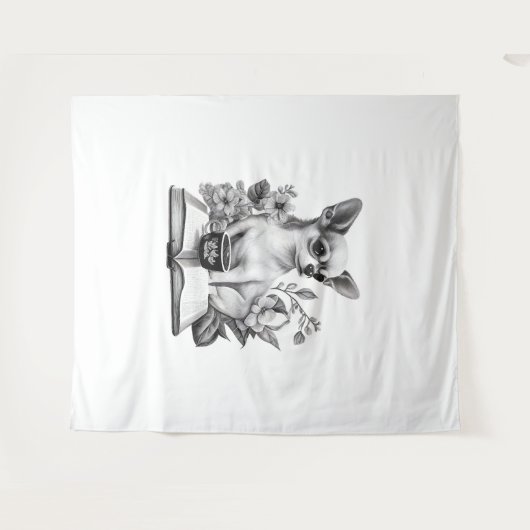 Tenture Chihuahua Livre Café Lecture Thé (Devant (Horizontal))