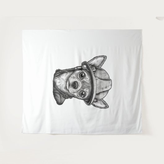 Tenture Chihuahua Ouvrier de construction (Devant (Horizontal))