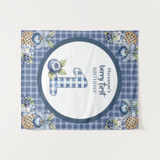 Tenture Child's Blueberry Berry First Birthday (Devant (Horizontal))