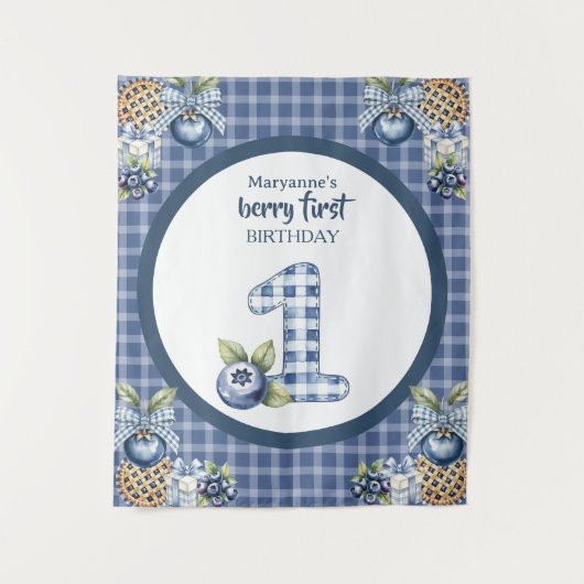 Tenture Child's Blueberry Berry First Birthday (Devant)