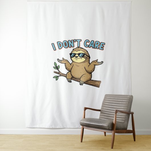 Tenture Chillin' Sloth Je ne me soucie pas Design Essentia (En situation)