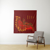 Tenture Chine Dragon rouge et or design (En situation (horizontale))