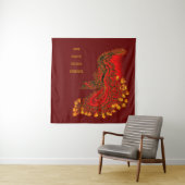 Tenture Chine Dragon rouge et or design (En situation)