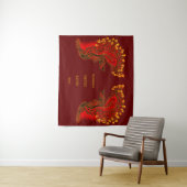 Tenture Chine Dragon rouge et or design (En situation)