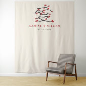 Tenture Chinese Love Red Cherry Blossoms (En situation)