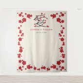 Tenture Chinese Love Red Cherry Blossoms (Devant)