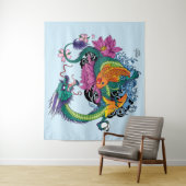 Tenture Chinois Dragon d'eau Koi poisson (En situation)