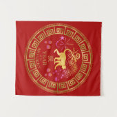 Tenture Chinois Zodiac Singe Rouge/Or ID542 (Devant (Horizontal))