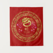 Tenture Chinois Zodiac Snake Rouge/Or ID542 (Devant)