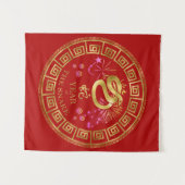 Tenture Chinois Zodiac Snake Rouge/Or ID542 (Devant (Horizontal))