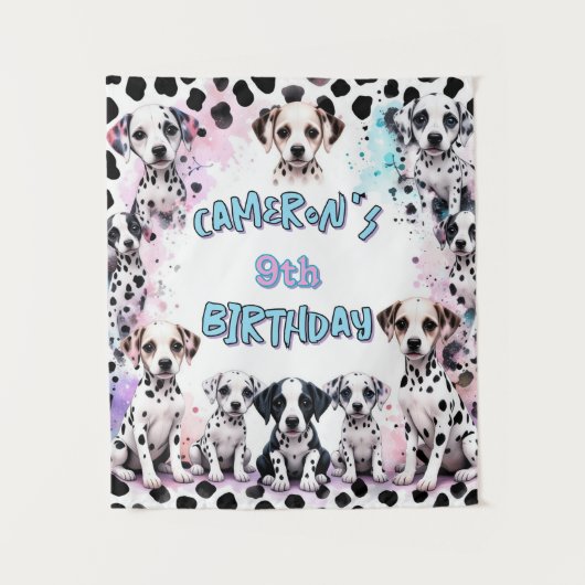 Tenture Chiot Dalmatien Adorable Anniversaire Aquarelle (Devant)