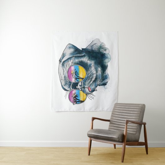 Tenture Chiot tropical d'aquarelle (En situation)