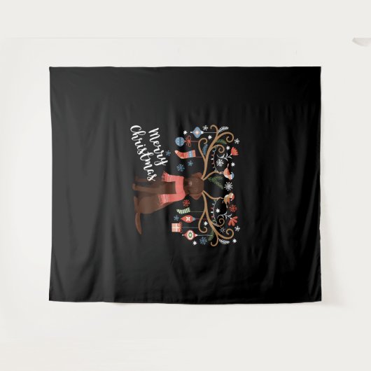 Tenture Chocolat Labrador Retriever Chien Noël (Devant (Horizontal))