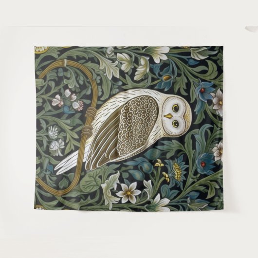 Tenture Chouette blanche style Art nouveau (Devant (Horizontal))