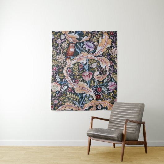 Tenture Chouette et fleurs, William Morris (En situation)